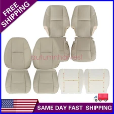 Front / 2nd Row PERF Seat Cover Tan / Foam For 2007 2008 Cadillac Escalade