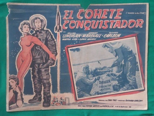 1954 RIDERS TO THE  STARS Sci-Fi SEXY BABE Spaceman ROCKET MEXICAN LOBBY CARD
