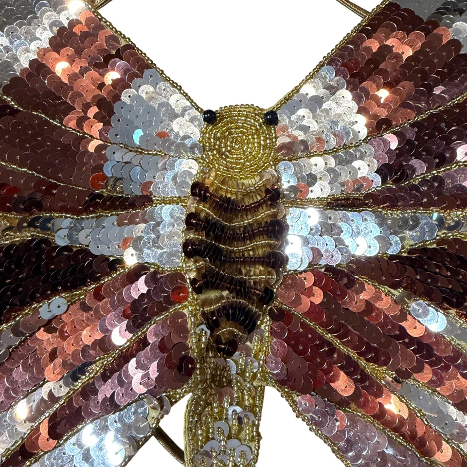 Y2K Sequin Butterfly Backless Tie Top Gold Size L-XL Festival Rave Fairy Club - Image 4 of 4