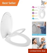 Slow-Close Toilet Seat with Built-In Toddler Potty Training Seat White Elongated