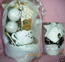 BABY SHOWER Maternity Girl Gift BASKET Black White Gold