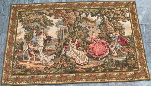 Vintage French Tapestry Medieval Pictorial Wall Decor Tapestry 4x6 ft Free Ship