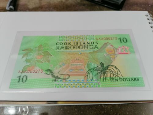 Willie : Cook Islands 1992 Ten 10 Dollars UNC Low serial Number  AAA000273  - Picture 1 of 2