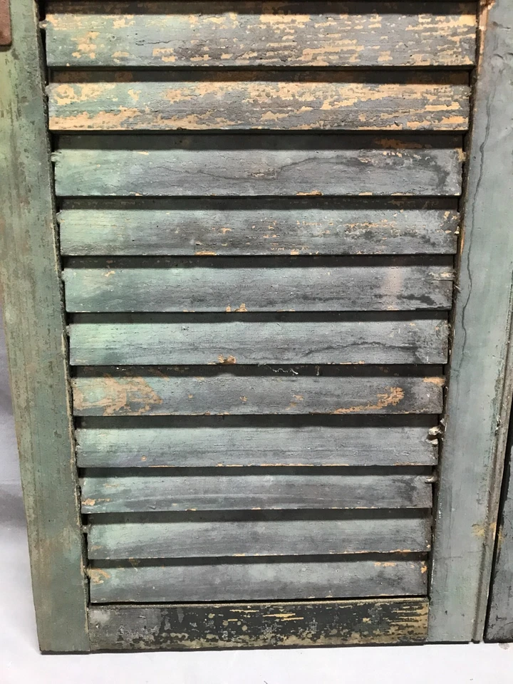 Par pequeno de persianas pretas com persianas pretas de madeira para janela de casa antigas 14x21 vintage 55-25B - Imagem 3 de 4