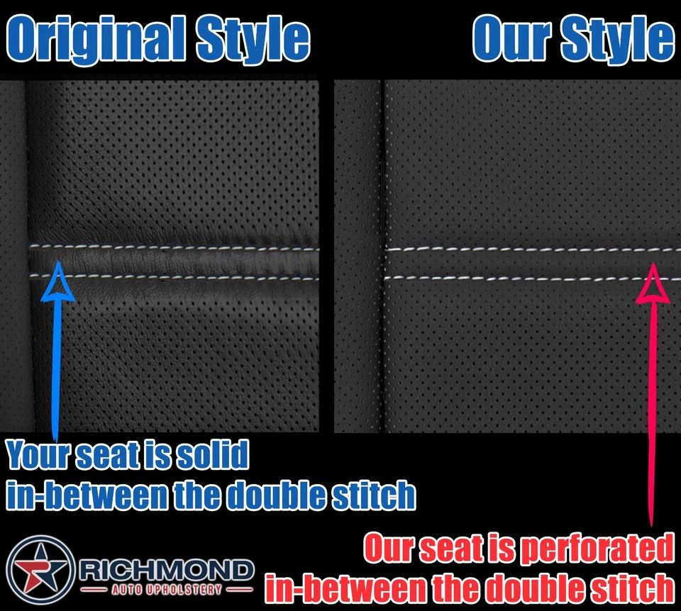 2015-2020 GMC Yukon Denali -Driver Side Bottom Genuine Leather Seat Cover Black - Image 3 of 4