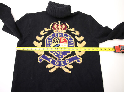Polo Ralph Lauren Wool Knit Turtleneck Sweater Womens XS Crest