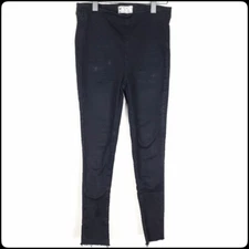 FREE PEOPLE Black High Rise Straight Raw Hem Stretchy Skinny Jeans Size: 28