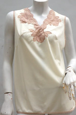 Vintage Lace Trim Nylon Slip Top Camisole Pajama Top Cottagecore Grannycore