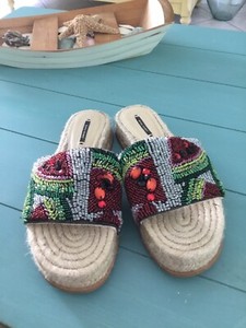zara beaded slides
