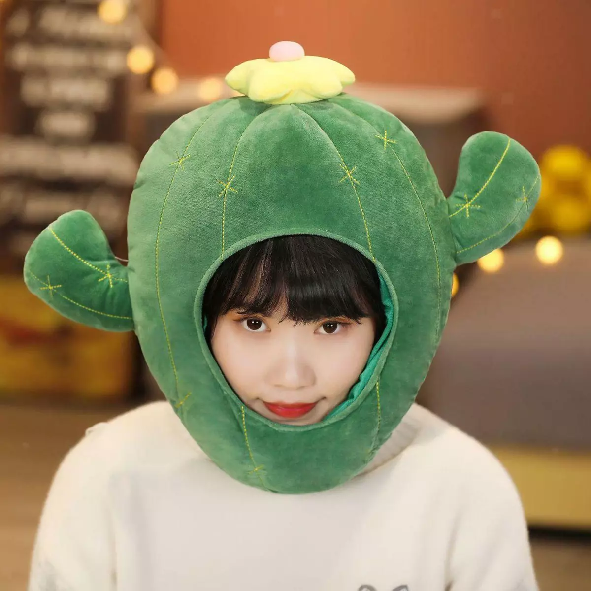 Funny Party Hat Cute Cactus Costume Headdress Head Warmer Novelty Hood Hats