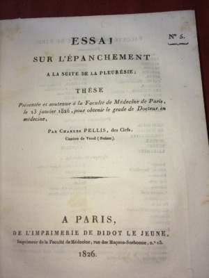 CHARLES PELLIS DU CANTON DE VAUD - ERGIESSUNG NACH DER PLEURÉSIE MÉ - 1826