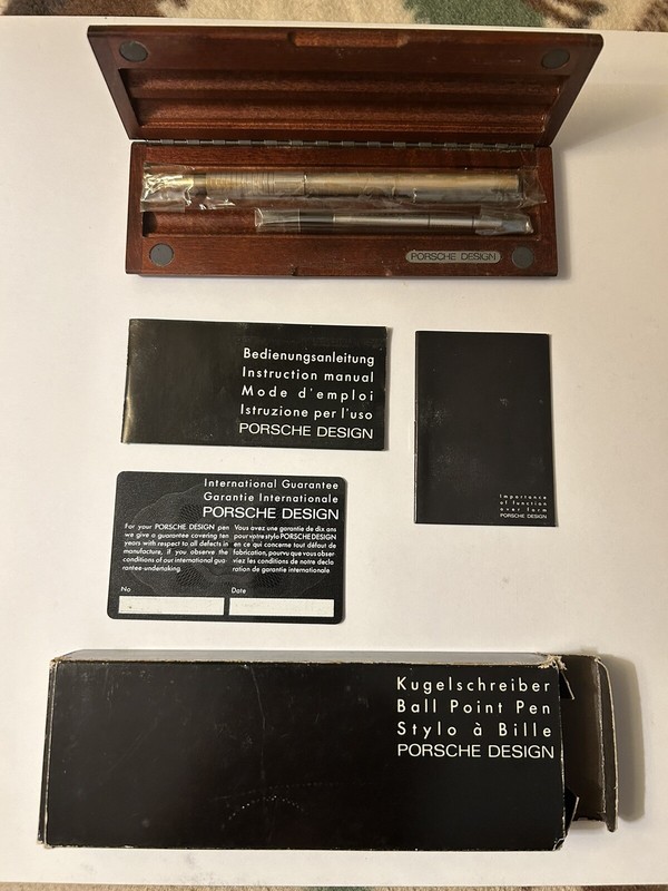 PORSCHE DESIGN VINTAGE SILVER PEN SET  INCLUDES REFILL & BALLPOINT PEN 41023