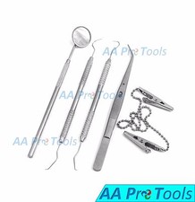 DENTAL DIAGNOSTIC INSTRUMENT KIT 6 PC MIRROR PLIERS EXPLORER PROBE BIB  HOLDER