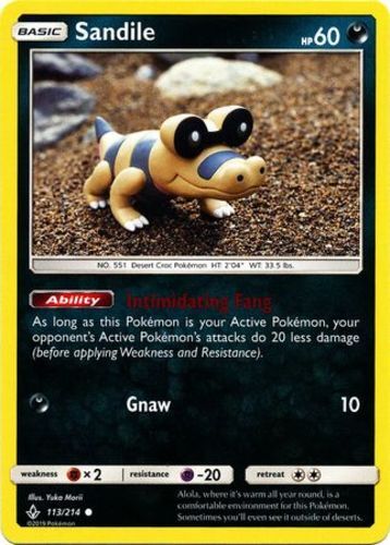 Pokemon Sandile - 113/214 - Common NM-Mint Unbroken Bonds