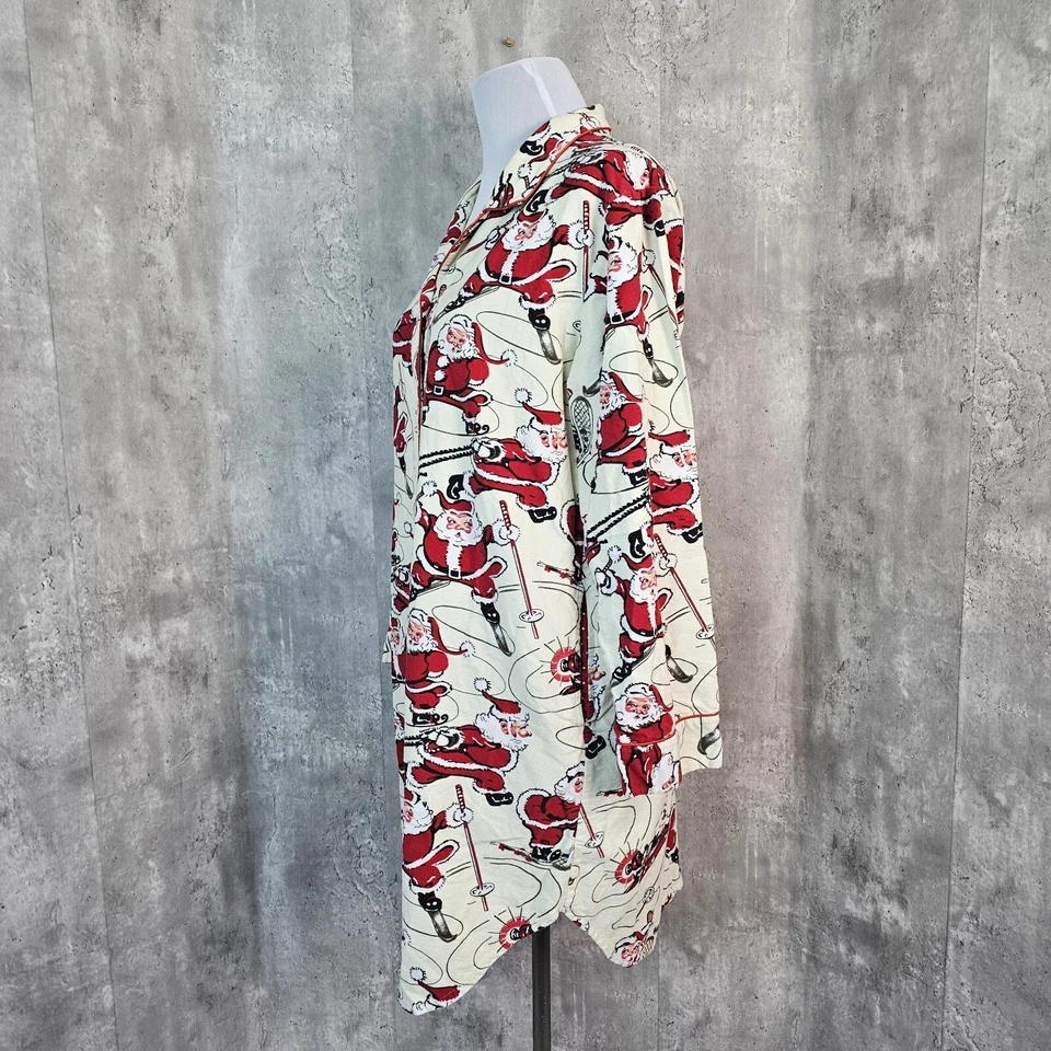 Pijama Nick & Nora feminino XL retrô Papai Noel Natal férias PJ noite sono camisa - Imagem 4 de 4