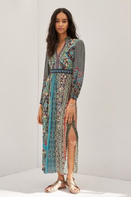 burgundy maxi dress with split Velvet Bardot Maxi Dress With Split - Burgundy
