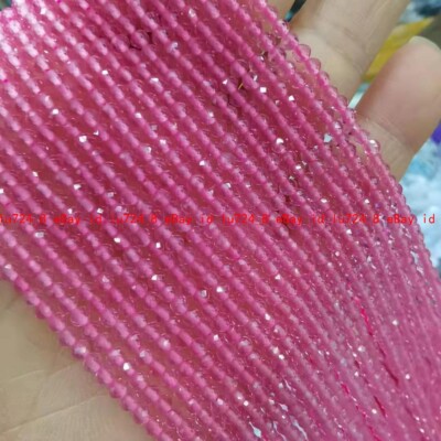 Lots Faceted 2/3mm Natural Bright Pink Spinel Round Gems Loose Beads 15'' /Strand