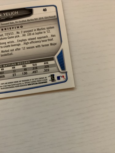 2013 Christian Yelich CHROME Rookie Bowman Draft Picks & Prospects RC MVP #40 - Picture 9 of 10