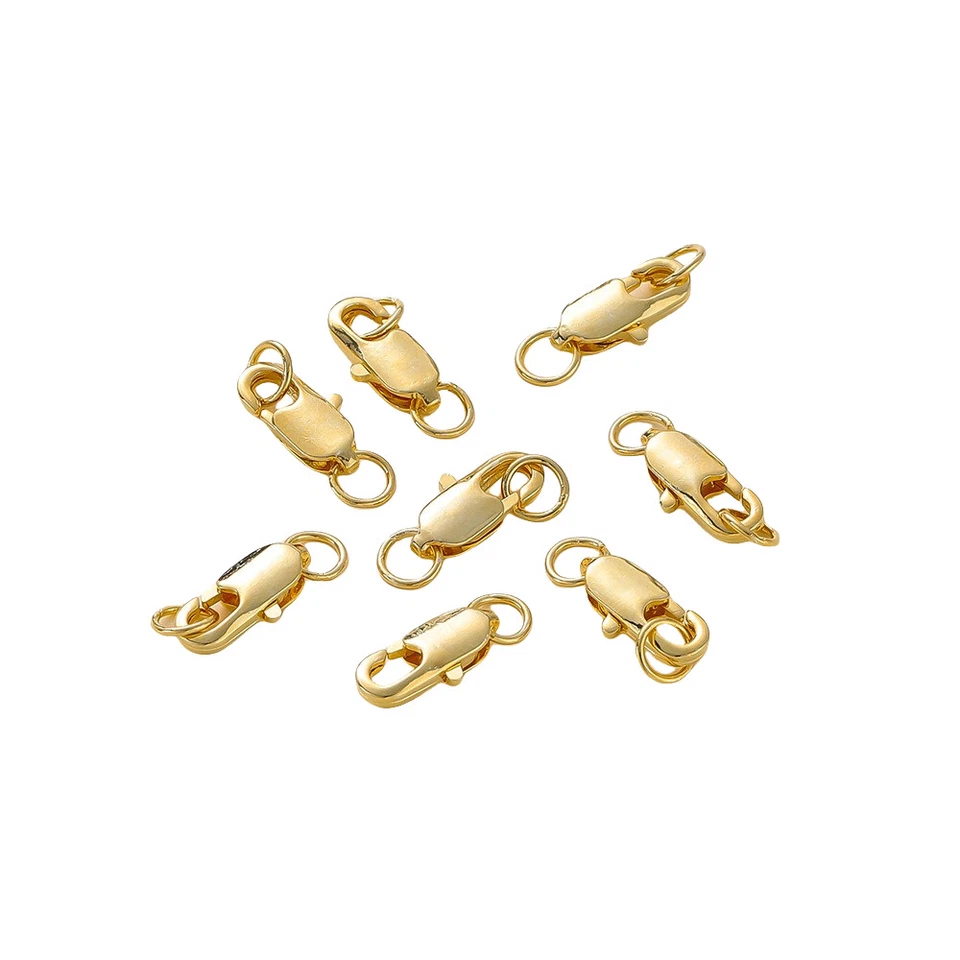 Cierres de garra de langosta de latón enchapado en oro de 14K/18K 10 un. para hacer joyas hágalo usted mismo Foto 3 de 4