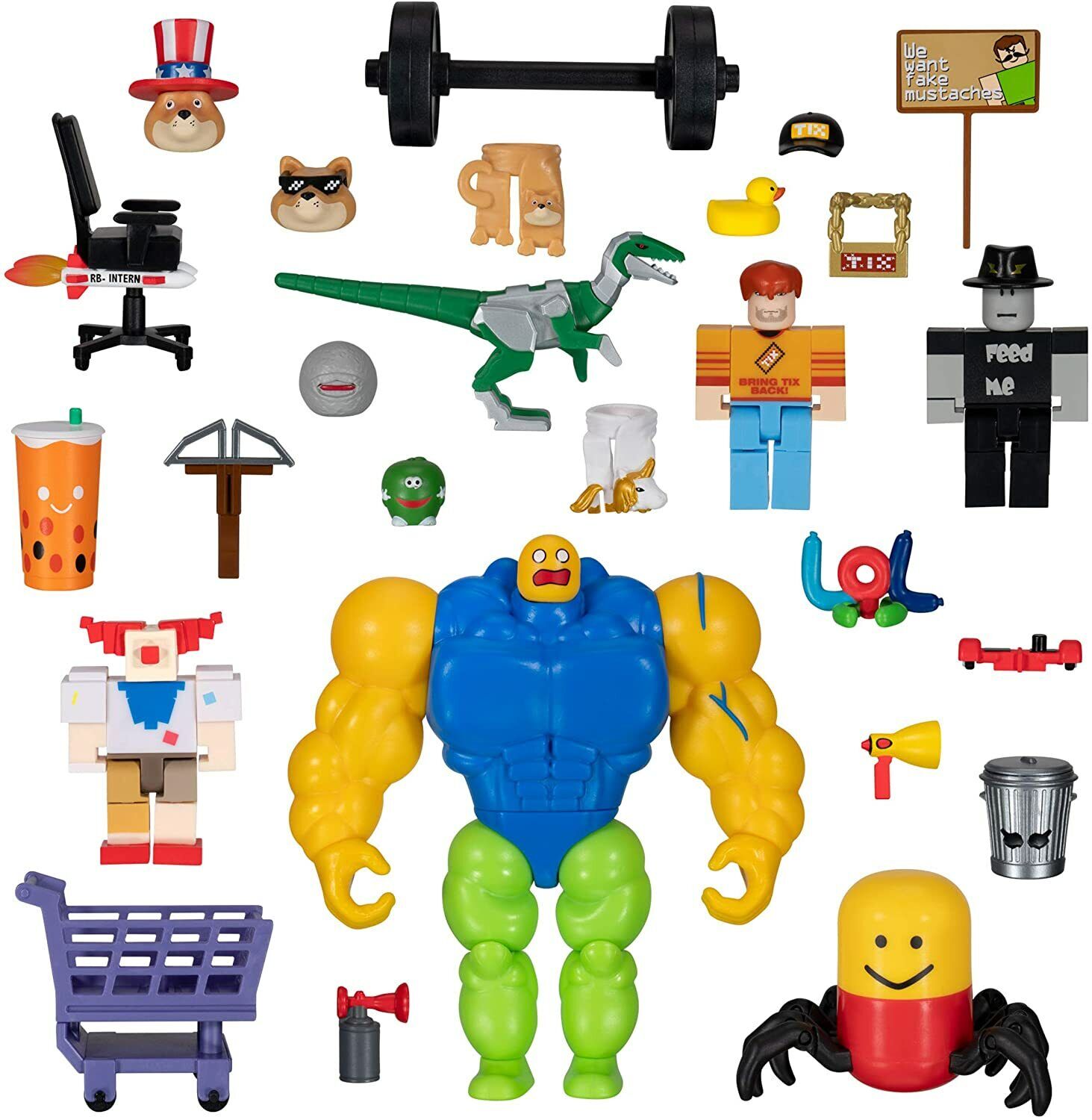 2020 Roblox Mega Noob Buff Figure Meme Toy Lifting Weights 5.5 Jazwares