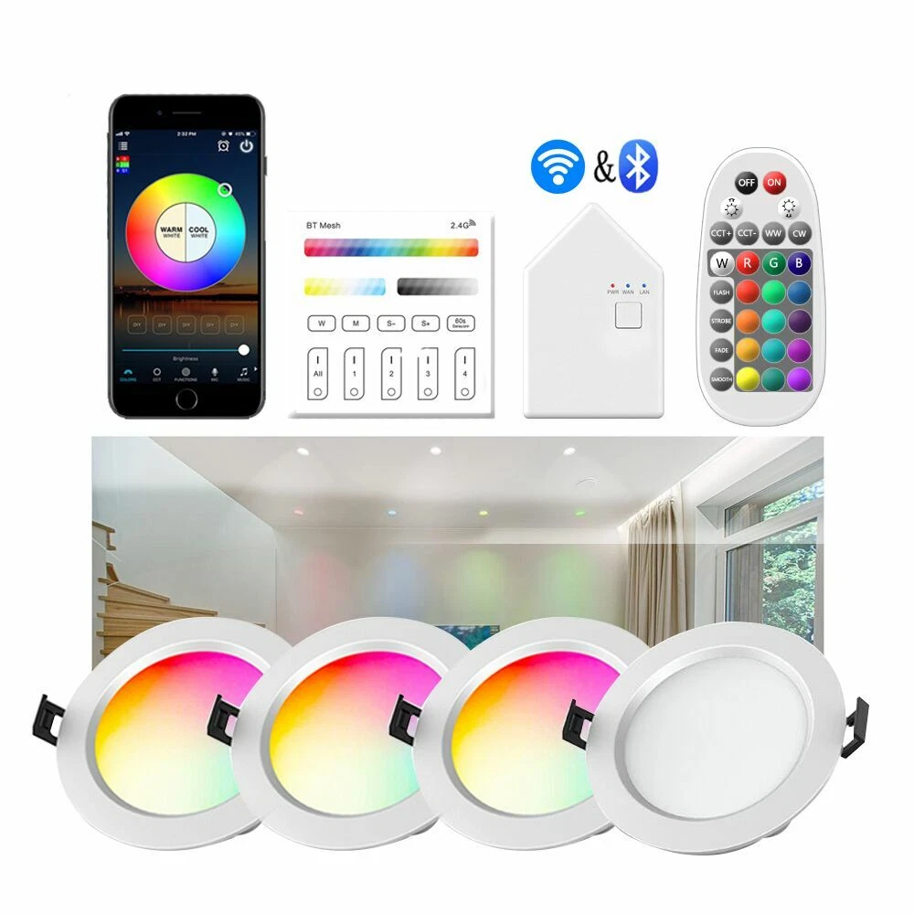 RGB LED 9W Ceiling Light Bluetooth Music Speaker WIFI Dimmable Downlight Lamp