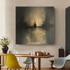 black Hand Painted Abstract Painting Texture Acrylic Modern Art Oil Painting