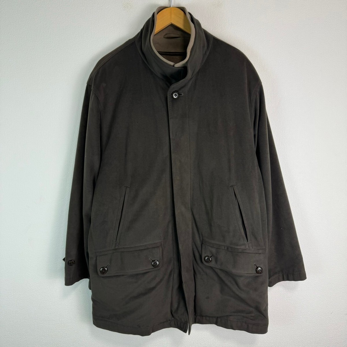 90s Half-Coat Jacket High-Neck Simple Mid-Length Retro Secondhand 