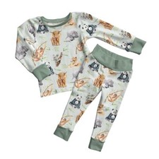 Kindthing Wild About You Two-Piece Pajama Set in Green, Size 4T