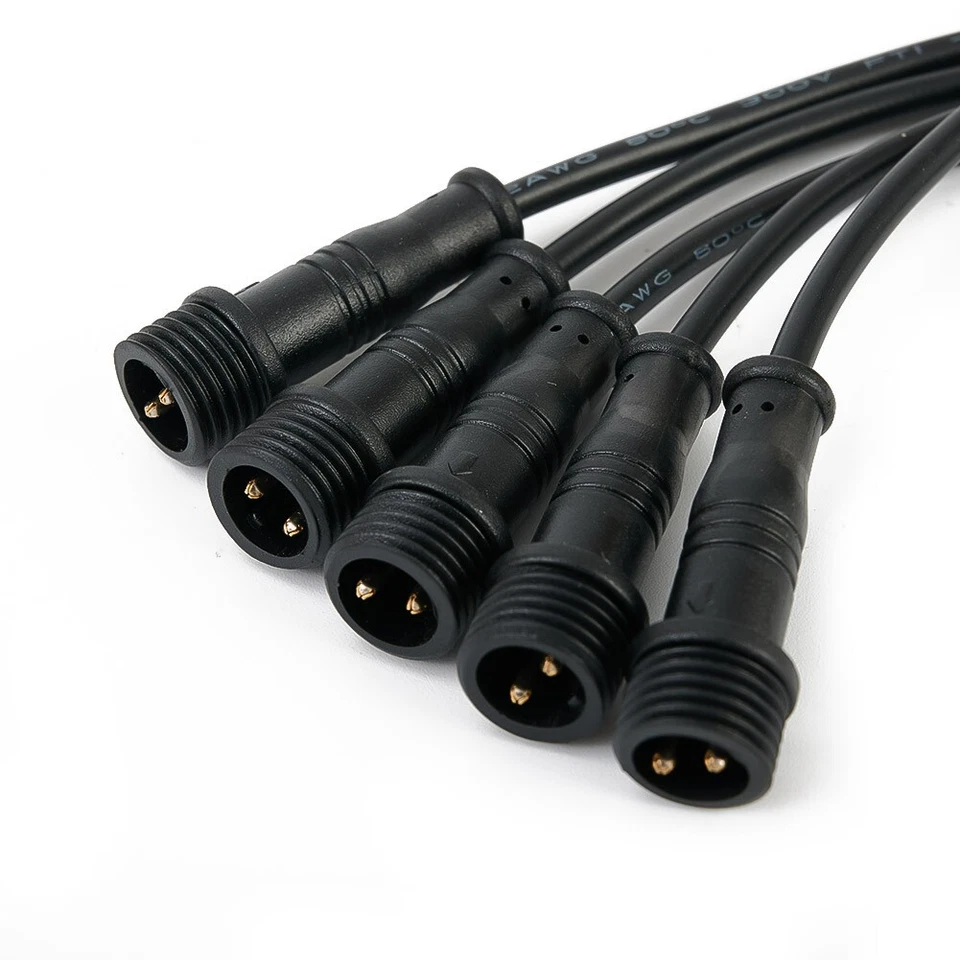 5Pairs Black IP65 Waterproof 2Pin 18AWG Wire LED Male & Female Cable Connector# - Image 3 of 4