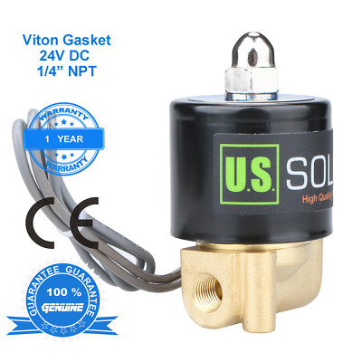 U. S. Solid 1/8'' Brass Electric Solenoid Valve 24V DC Normally Closed VITON