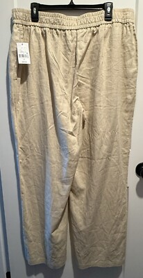 Women s Size 1X Ophelia Roe Linen Khaki Color Wide Leg Pants