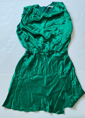NEW Amanda Uprichard Camela Dress Dark Green SILK MINI SATIN SIZE M MEDIUM  *MM | eBay