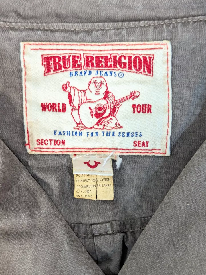 Abrigo True Religion Doble Pecho Algodón Guisante Verde Militar Para Hombre Chaqueta XL Foto 3 de 4