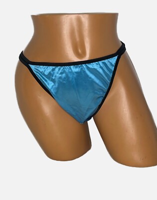 String Bikini Second Skin Blue Panties Satin Stretch 2XL