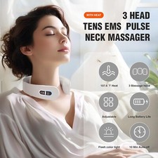 9 Modes Cordless Electric Pulse Neck Massager w/Heat for Pain Relief Deep Tissue