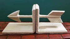 HomArt Cast Iron Arrow Bookends Antique White 5"x4"x3"