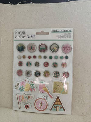 #ad Simple Stories Scrapbooking Decorative Brads Trail Mix Collection Journal New $7.99