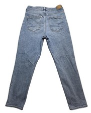 American Eagle Mom Jeans Womens 6 Short Blue Medium Wash High Rise Distressed