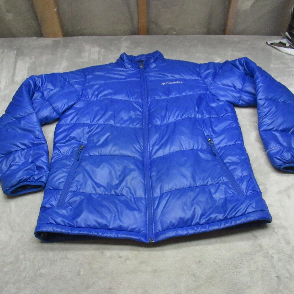 Columbia TurboDown Jacket Men Medium Blue Gold 650 Omni Heat