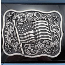 Nicola Pewter American Flag Belt Buckle NWT