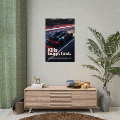 Porsche 911 Turbo 930 Poster - Retro Speed Kunstdruck "Kills Bugs Fast" Wandbild - Bild 2 von 84