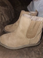 GAP Girls Size 10 Suede Light Brown/ Khaki Ankle Boots