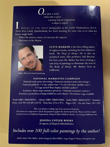 Clive Barker Abarat 1 Advanced Reader's Copy. Neu & ungelesen mit 8 Seiten Auszug - Bild 3 von 8