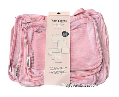 Juicy Couture Pink Packing 6-Pc Set 3 Cubes & 3 Flat Bags Travel