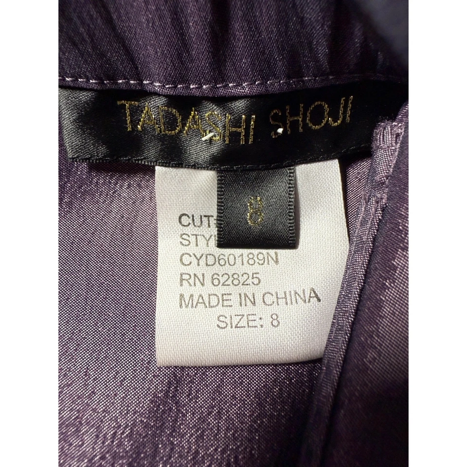 Blusa Tadashi Shoji Púrpura Brillante Noche Peplum Manga Acanalada Talla 8 Elegante Foto 3 de 4