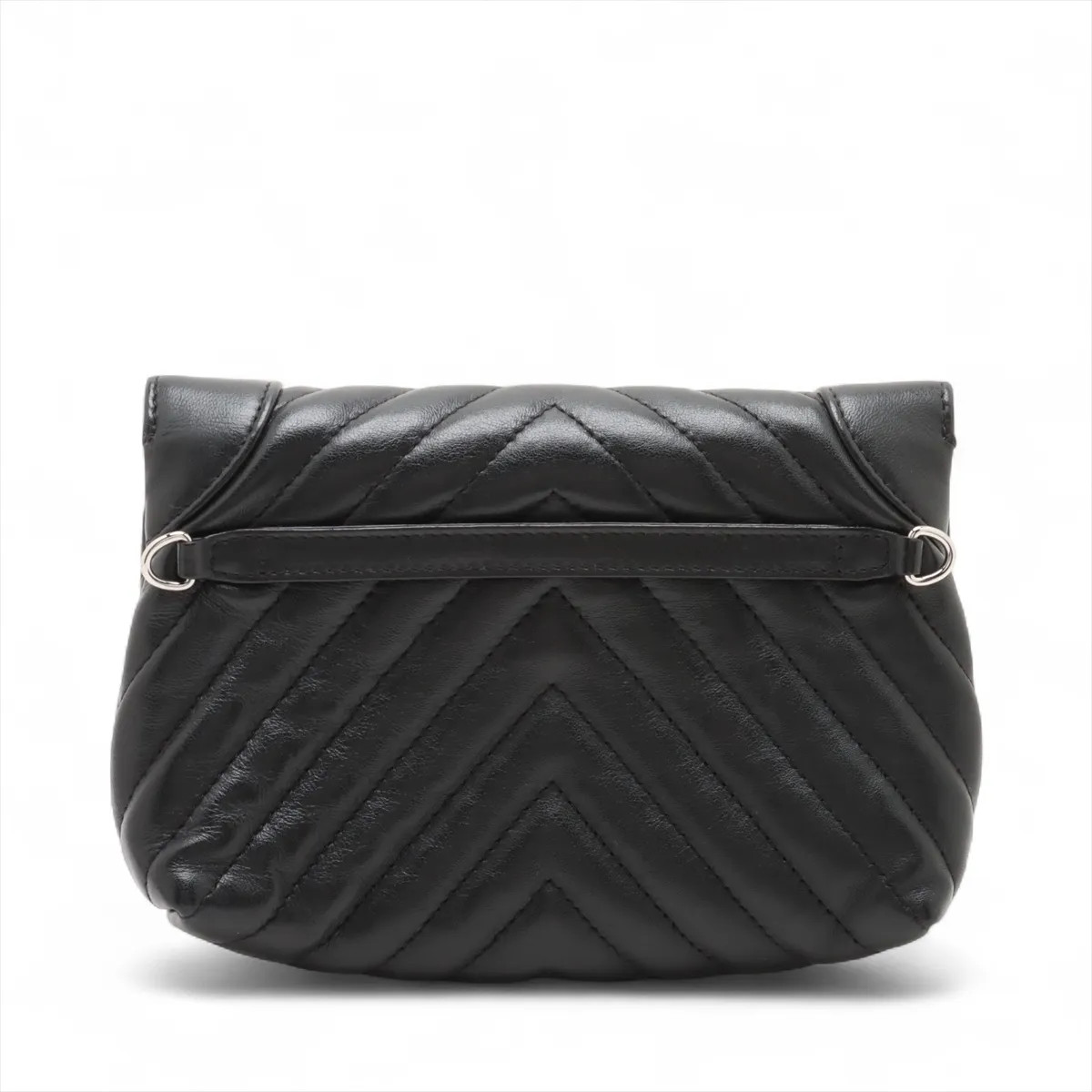 Chanel V Stitch Lambskin Sling backpack Black Silver Metal