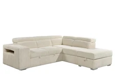 Melody Collection Recliner Sofa Set L Shaped Ottoman Wireless Charging Cream