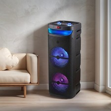 Dual 10" Subwoofer Portable Bluetooth Speaker Heavy Bass Sound System Party Mic