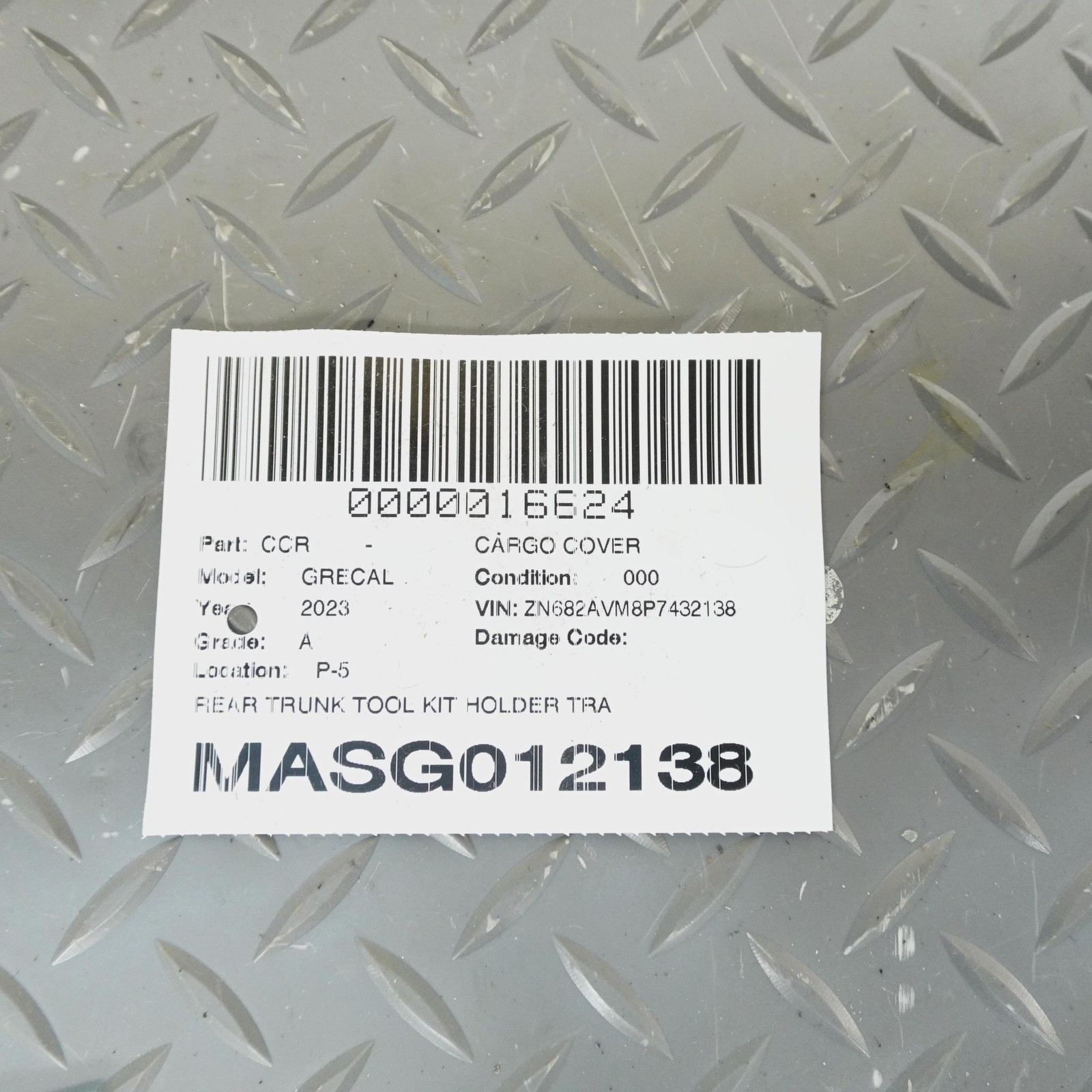 Maserati Grecale Folgore 2023-2026 Rear Tool kits Set P/N 670158109