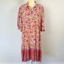 Natural Life Floral Dress Womens XL Pink Orange Flowy Boho Whimsical Playful